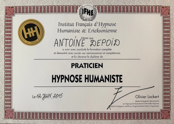 Illustration ; Antoine Depoid - Hypnothérapeute - Diplôme de praticien en hypnose humaniste- 2015